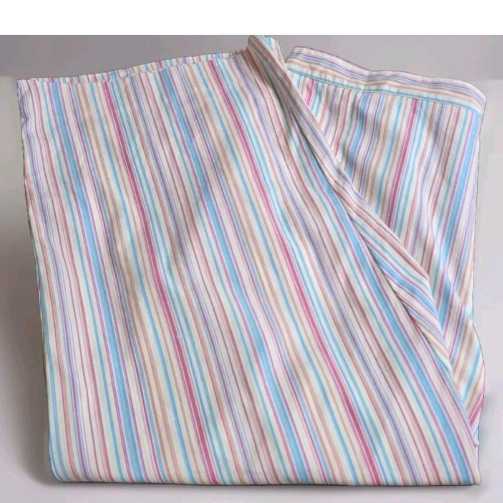 Alfred Dunner Cropped Cotton Blend Stripe Wide Leg Pants Pastel Rainbow 16 Cozy
